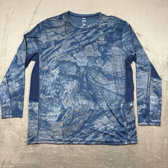 Realtree Fishing Shirt Men’s 2XL Blue Long Sleeve Reversible Performance UPF 30 - Picture 3 of 14